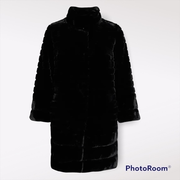 GALLERY New York Women’s Faux Fur Swing button down Jacket black size Small